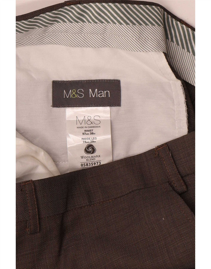 Marks & Spencer Ανδρικό ίσιο παντελόνι W38 L29 Καφέ μαλλί