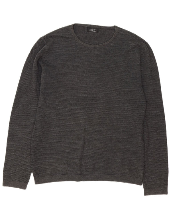 Ανδρικό πουλόβερ Zara Crew Neck Jumper Large Grey