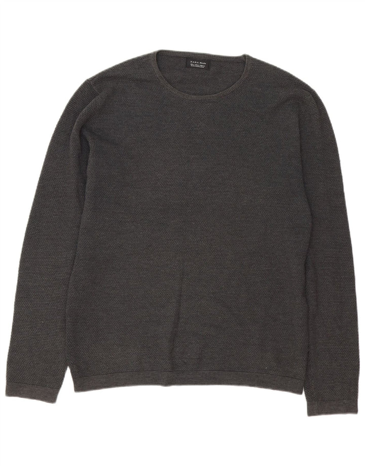 Ανδρικό πουλόβερ Zara Crew Neck Jumper Large Grey