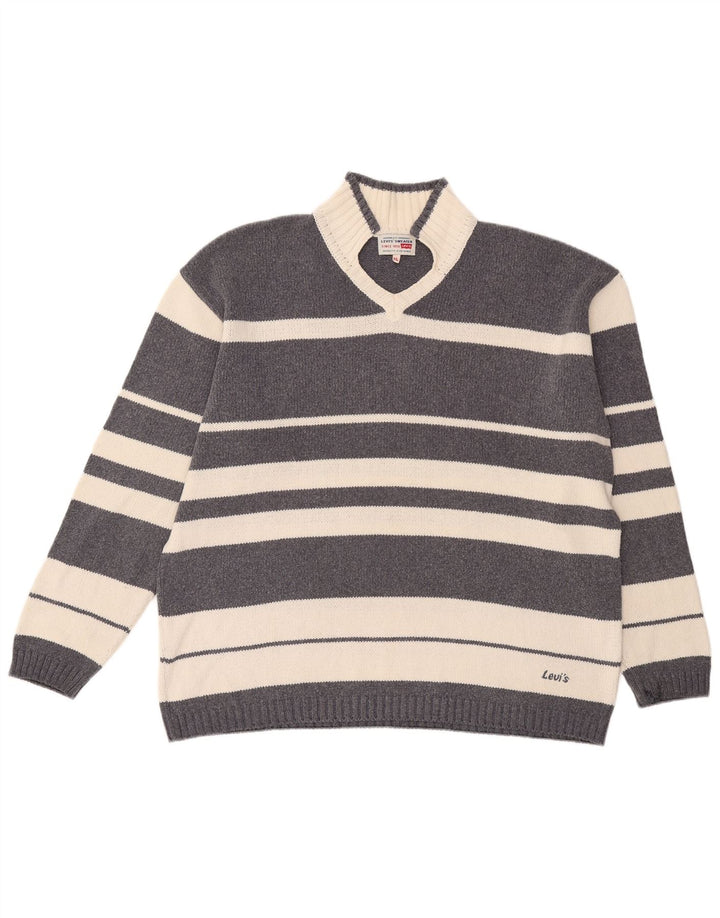 Ανδρικό πουλόβερ Levi's V-Neck Jumper XL Γκρι βαμβακερό ριγέ