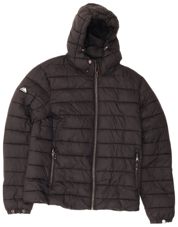 Ανδρικό μπουφάν με κουκούλα Superdry UK 40 μεγάλο μαύρο νάιλον