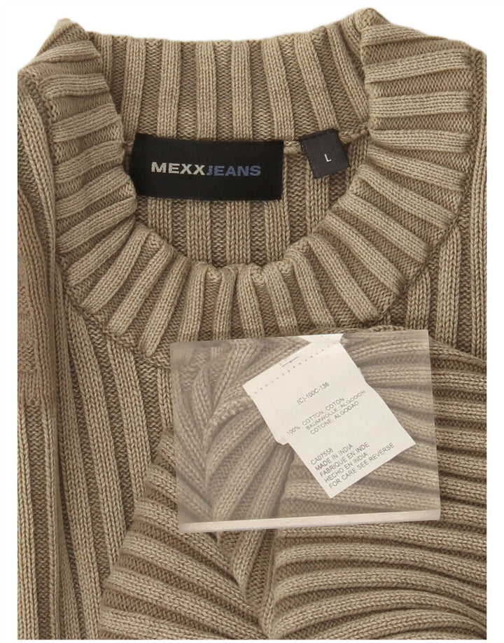 MEXX Mens Crew Neck Jumper Sweater Large Beige Cotton