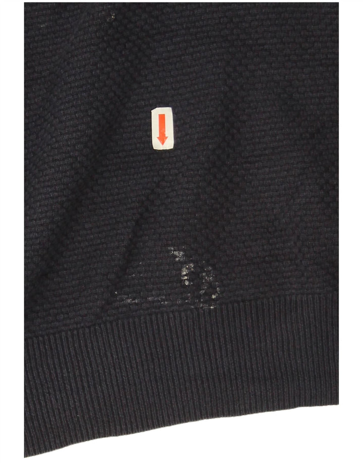 Massimo Dutti Ανδρικό πουλόβερ με κουμπιά λαιμόκοψη 2XL μπλε βαμβακερό