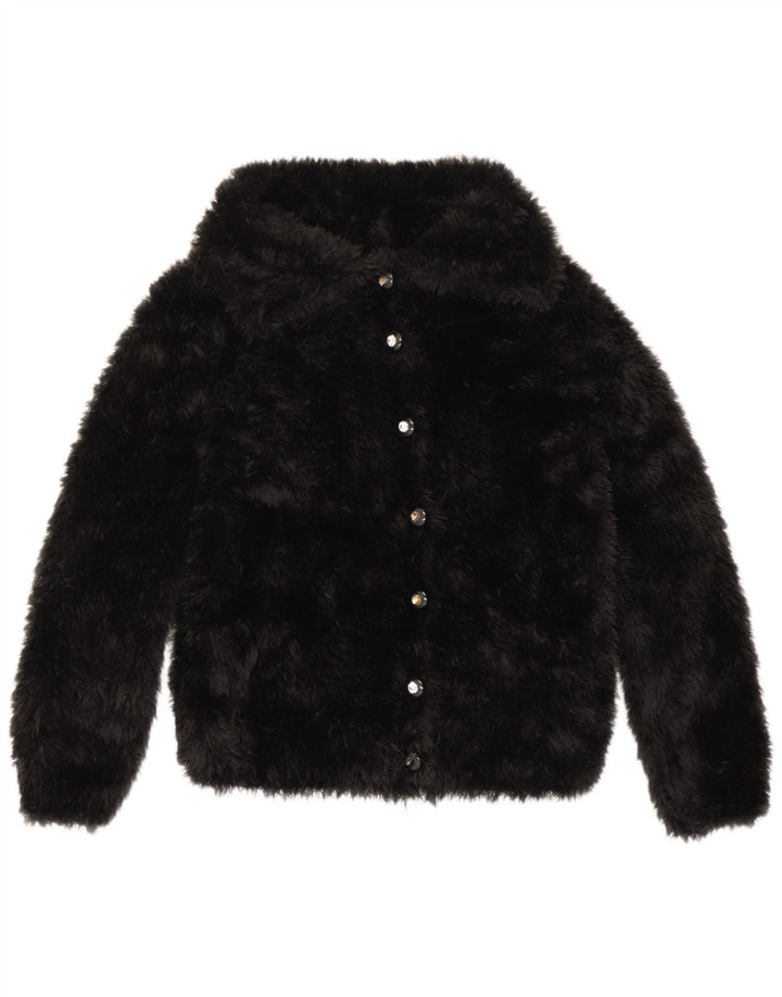 Vintage γυναικείο μπουφάν από ψεύτικη γούνα UK 10 Small Black