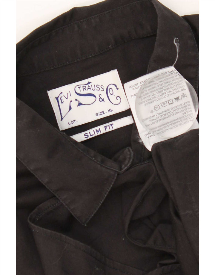 Ανδρικό πουκάμισο Levi's Slim Fit XL Μαύρο βαμβακερό
