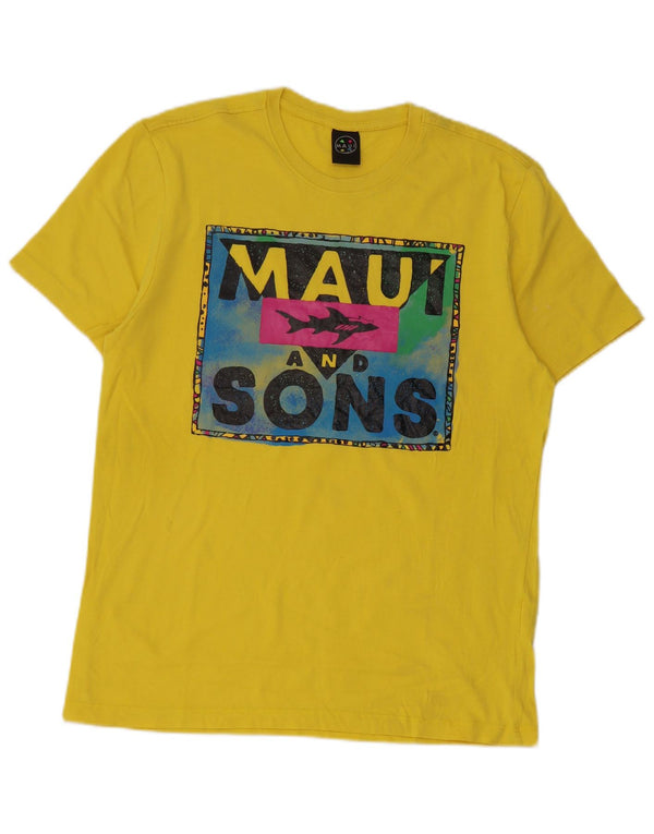 Maui and Sons Mens Graphic T-Shirt Top Small Yellow Cotton