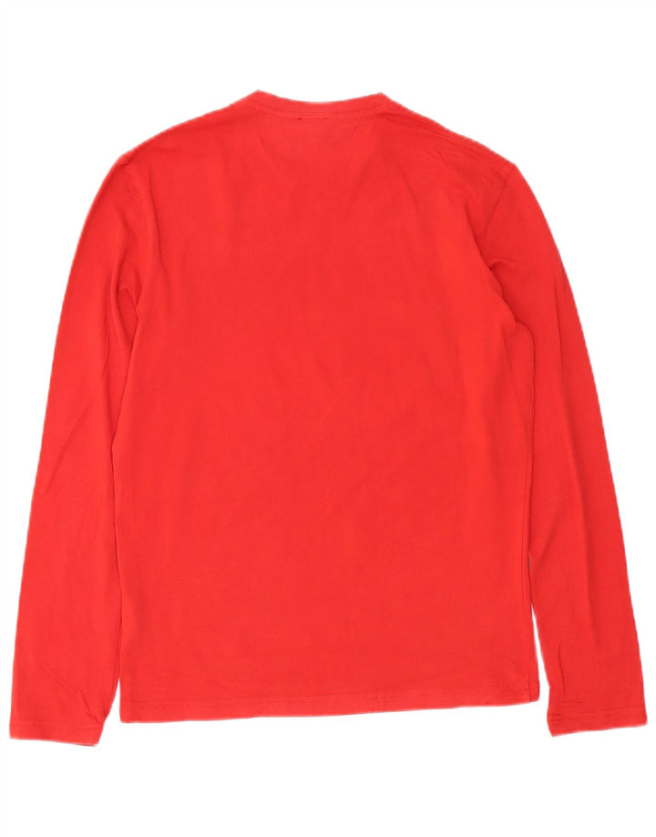 CALVIN KLEIN JEANS Γυναικείο μακρυμάνικο μπλουζάκι UK 14 μεσαίο κόκκινο βαμβακερό