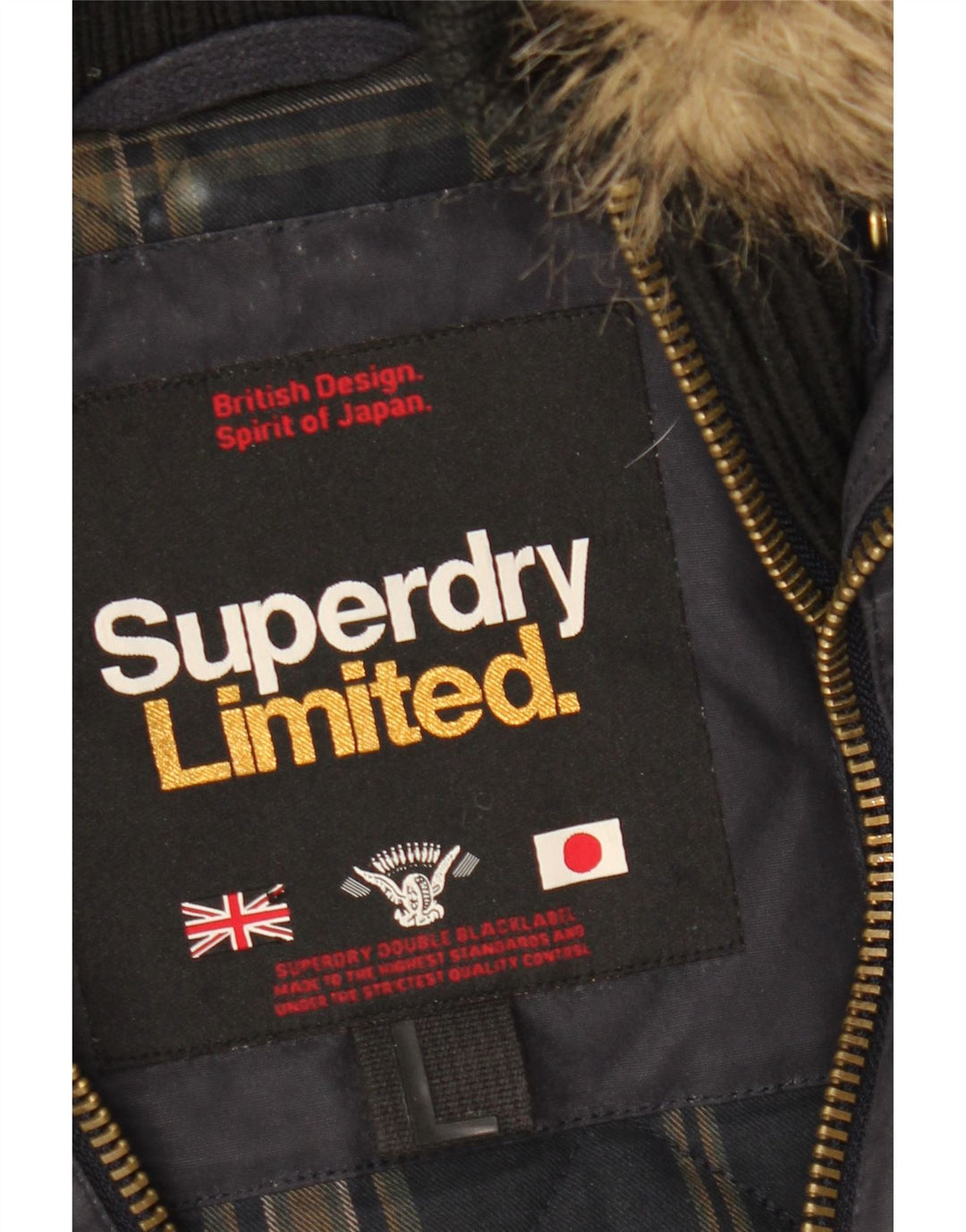SUPERDRY Γυναικείο μπουφάν Parka με κουκούλα UK 16 Μεγάλο Navy Blue από βαμβάκι