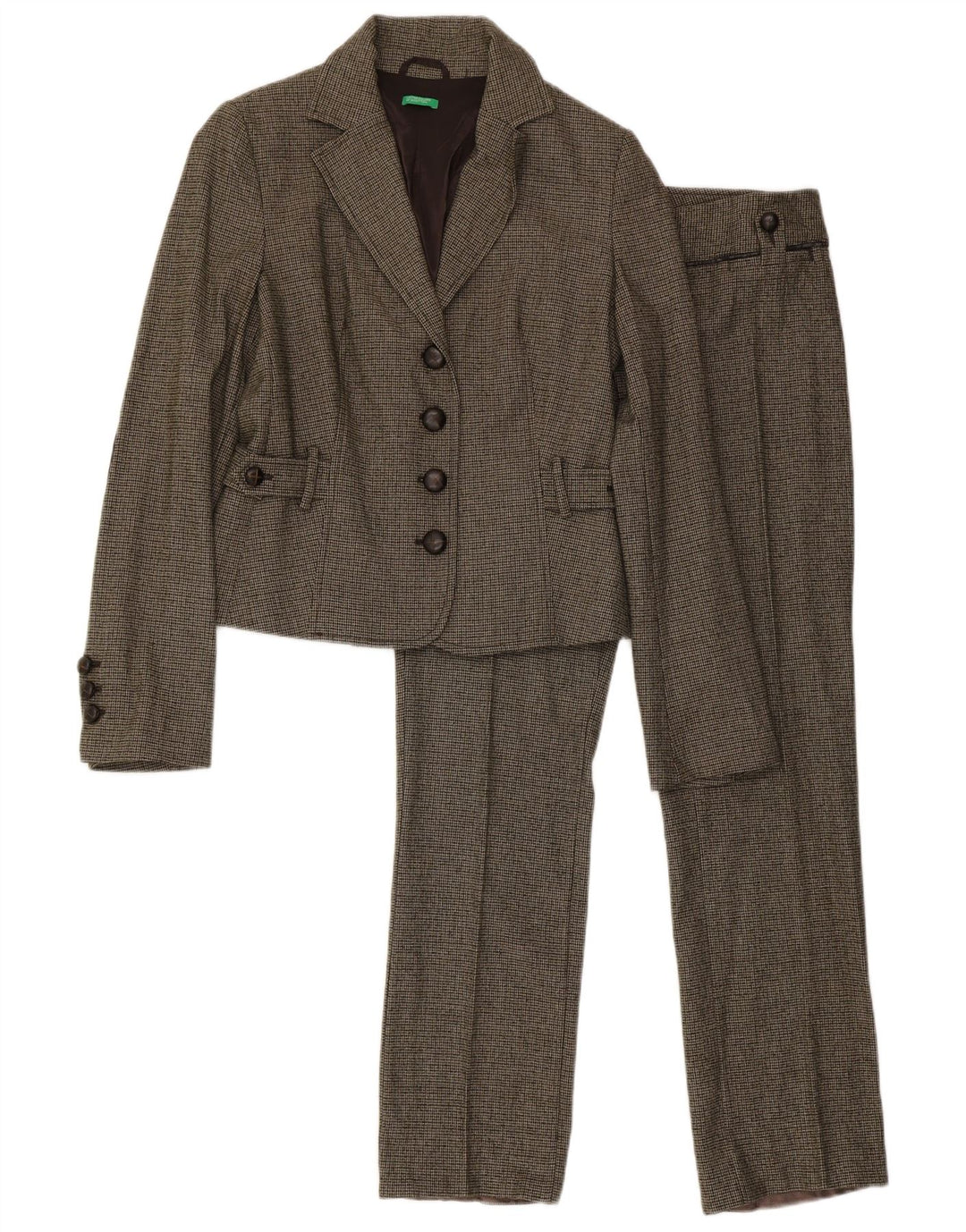 Benetton γυναικεία φόρμα 2 τεμαχίων IT 44 Medium W32 L31 Green Houndstooth