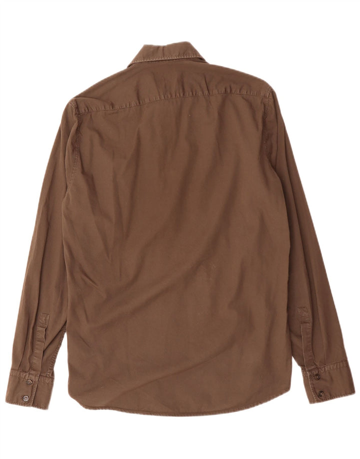 Ανδρικό πουκάμισο Hugo Boss, μικρό καφέ βαμβακερό