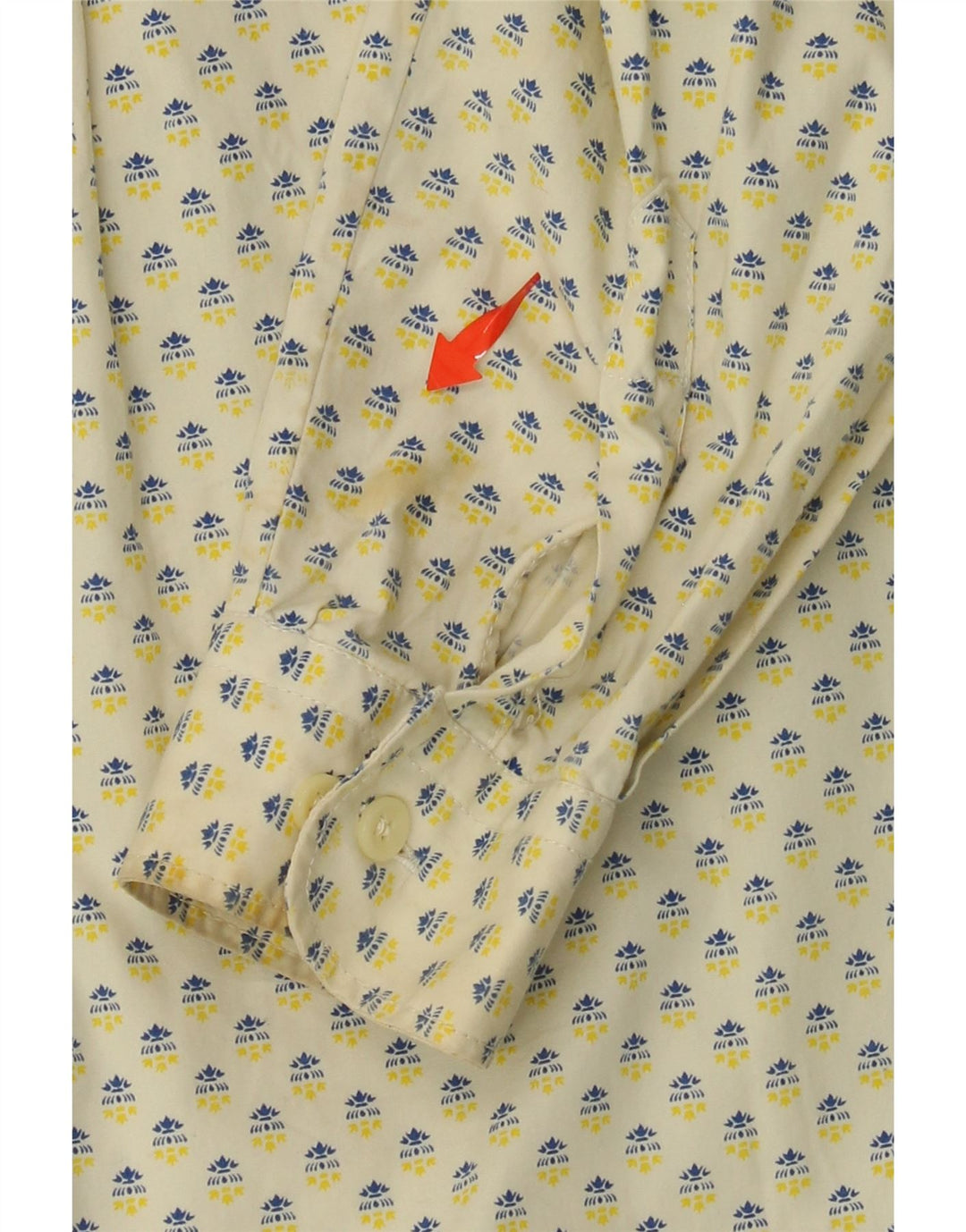 UNIFORM Γυναικείο πουκάμισο με φαρδιά εφαρμογή αφηρημένο σχέδιο UK 14 μεσαίο κίτρινο βαμβακερό