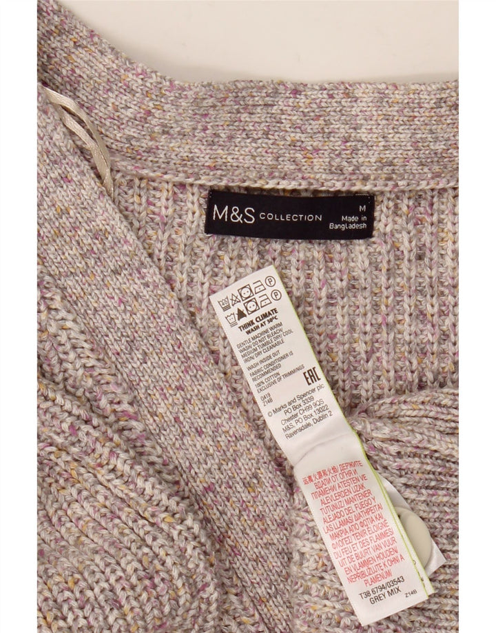 MARKS & SPENCER Γυναικείο πουλόβερ ζακέτα UK 14 Βαμβακερό μεσαίο γκρίζο