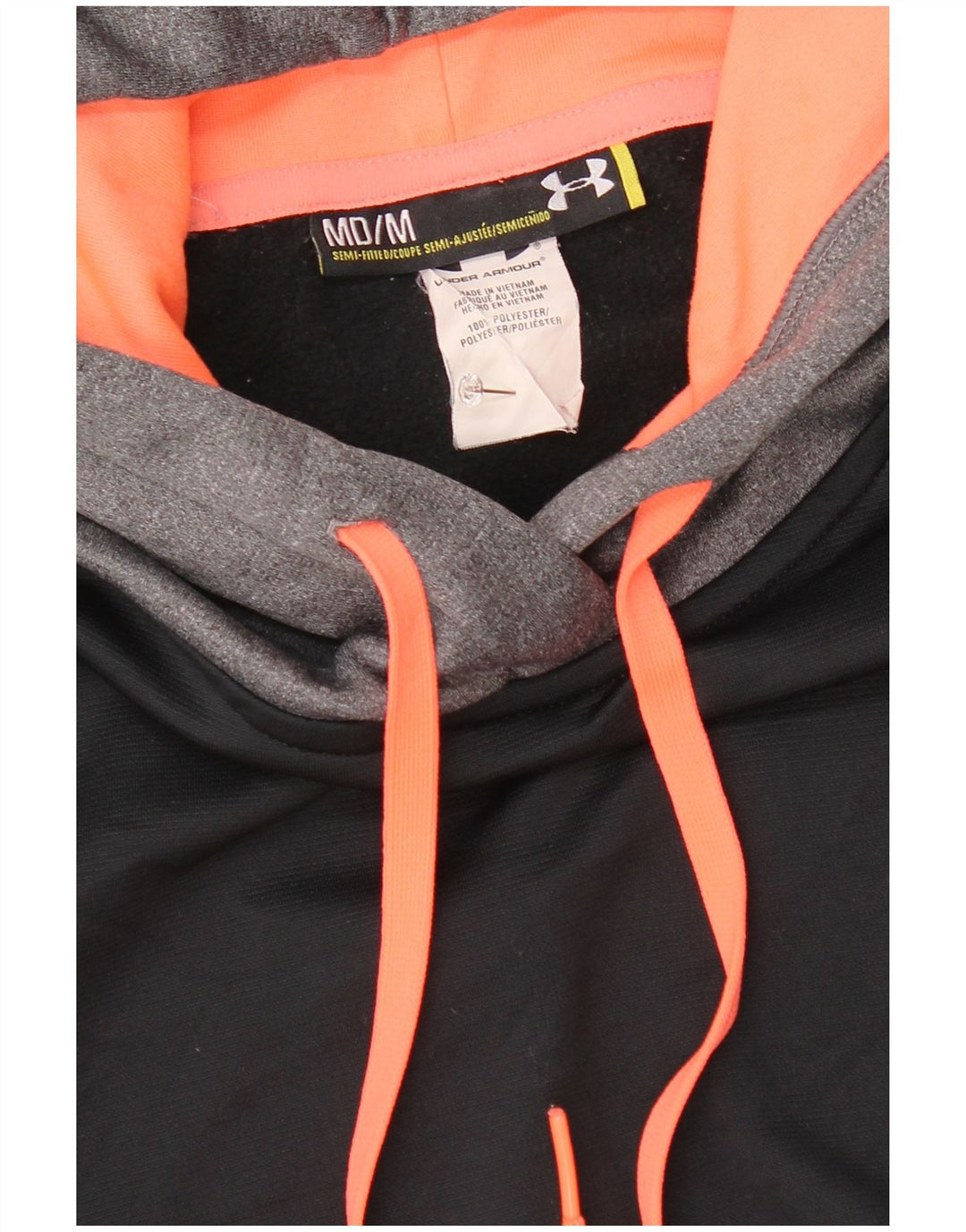 Under Armour Womens Hoodie Jumper UK 14 Medium Black Colourblock Πολυεστέρας