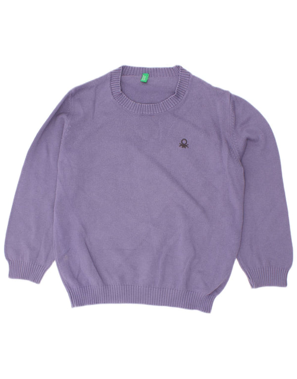 Πουλόβερ Benetton Boys Boat Neck Jumper 3-4 Years 2XS Purple Cotton
