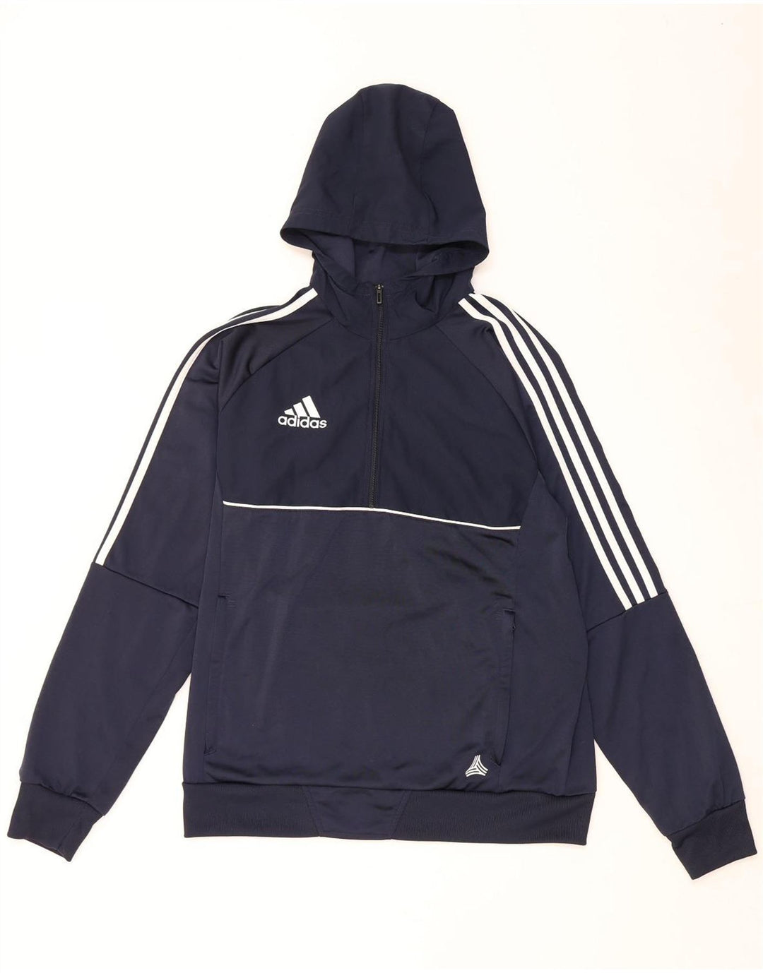 Ανδρικό κουκούλα με φερμουάρ Adidas, μεσαίο μπλε πολυεστέρας