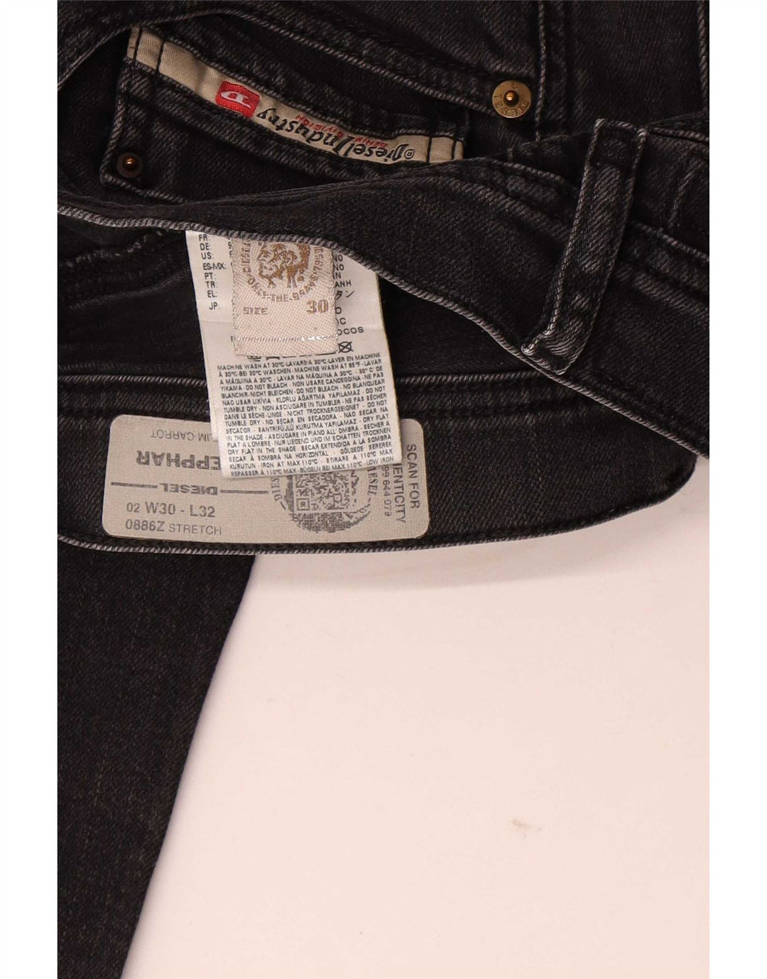 Diesel Ανδρικό Carrot Slim Jeans W30 L32 Μαύρο βαμβακερό