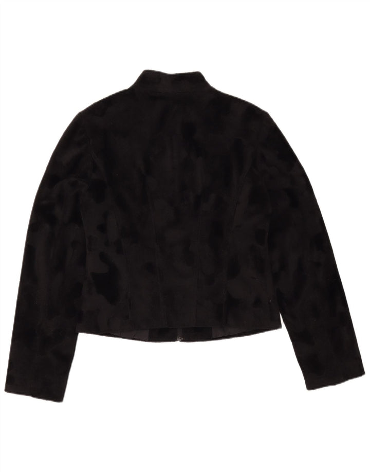 MOTIVI Γυναικείο Crop Fleece Jacket IT 44 Medium Black Animal Print Polyester