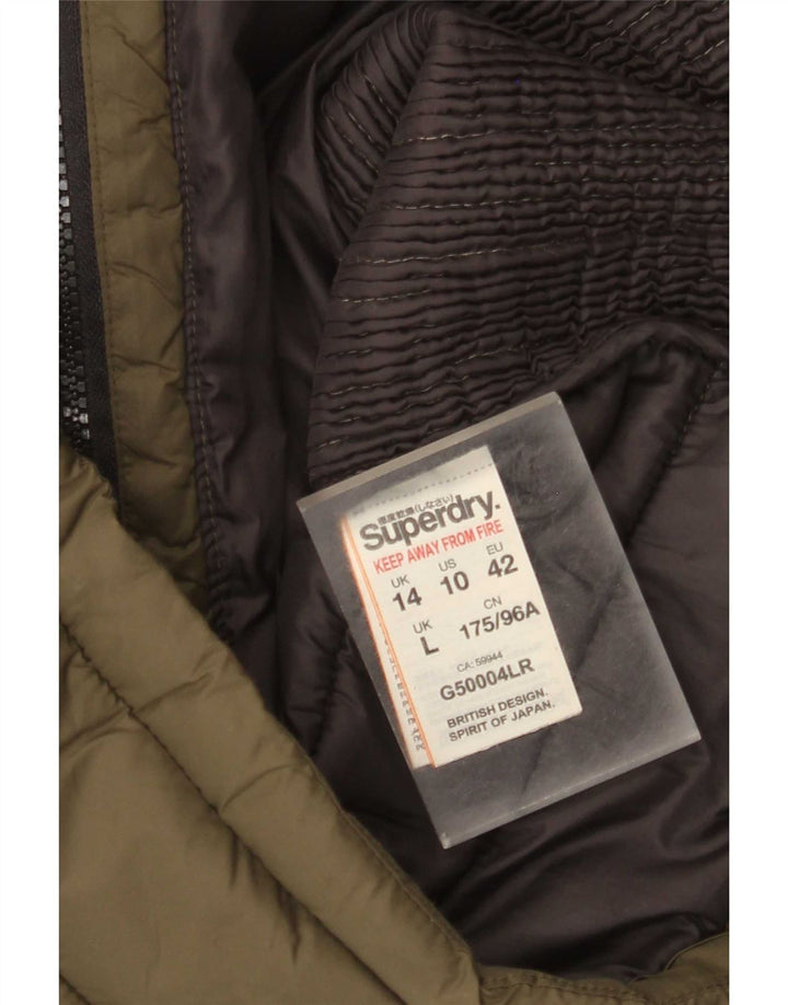 Superdry γυναικείο μπουφάν με κουκούλα με επένδυση UK 14 Medium Khaki Nylon