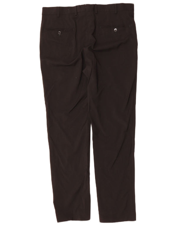 MASSIMO DUTTI Ανδρικό Slim Suit Παντελόνι EU 44 Large W34 L31 Μαύρο μάλλινο