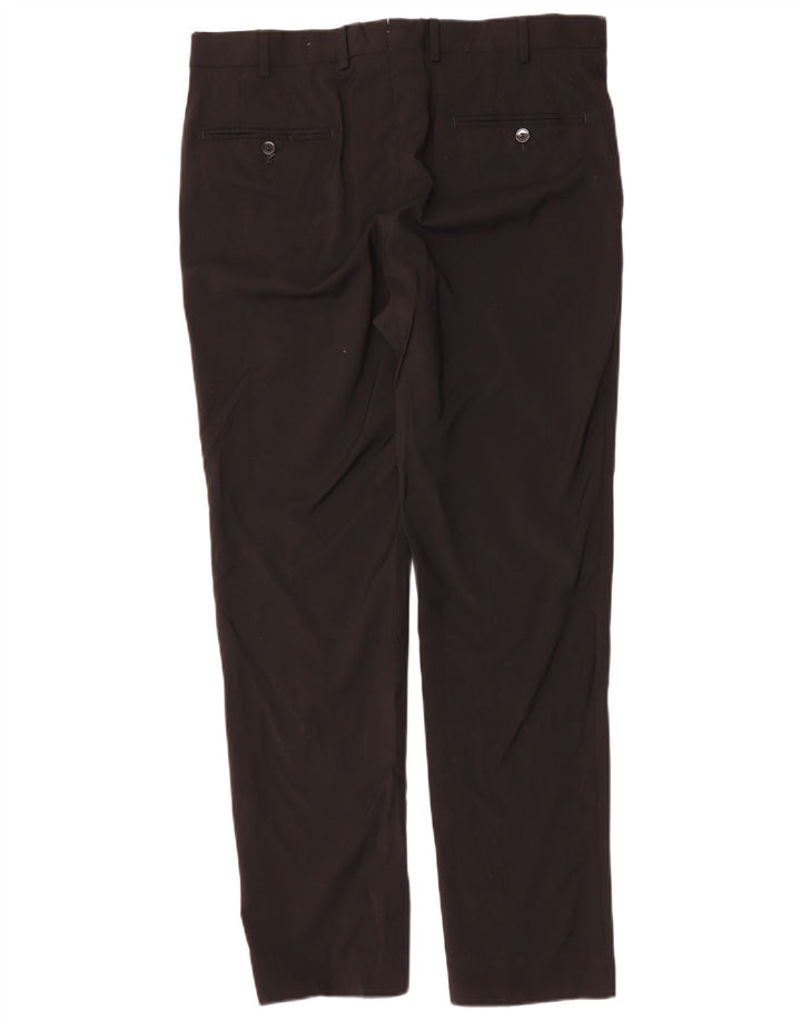 MASSIMO DUTTI Ανδρικό Slim Suit Παντελόνι EU 44 Large W34 L31 Μαύρο μάλλινο