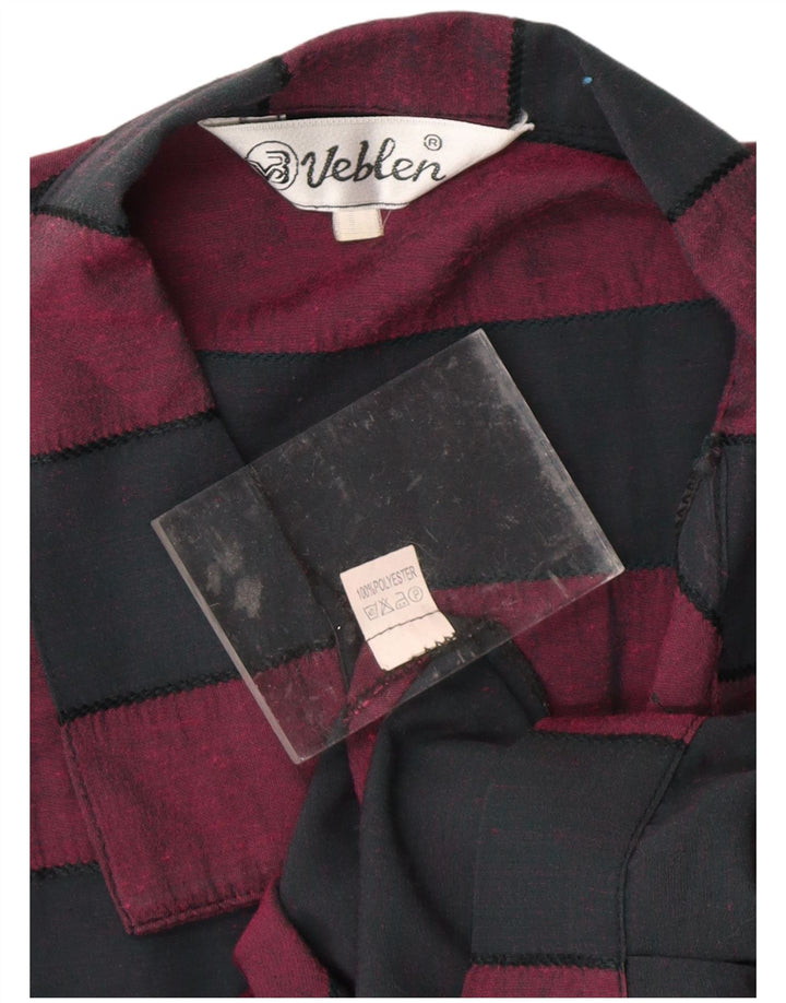 VINTAGE Γυναικείο πουκάμισο με γραβάτα μπλούζα UK 16 Μέτριο Μαύρο ριγέ