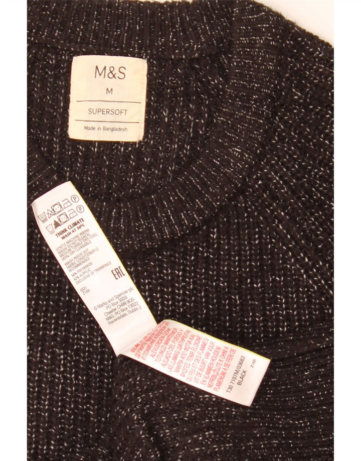 Marks & Spencer Ανδρικό πουλόβερ με λαιμόκοψη μεσαίου μαύρου χρώματος