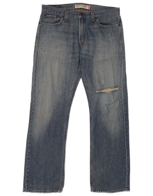 Levi's Mens 514 Distressed Slim Straight Jeans W33 L30 Blue Cotton