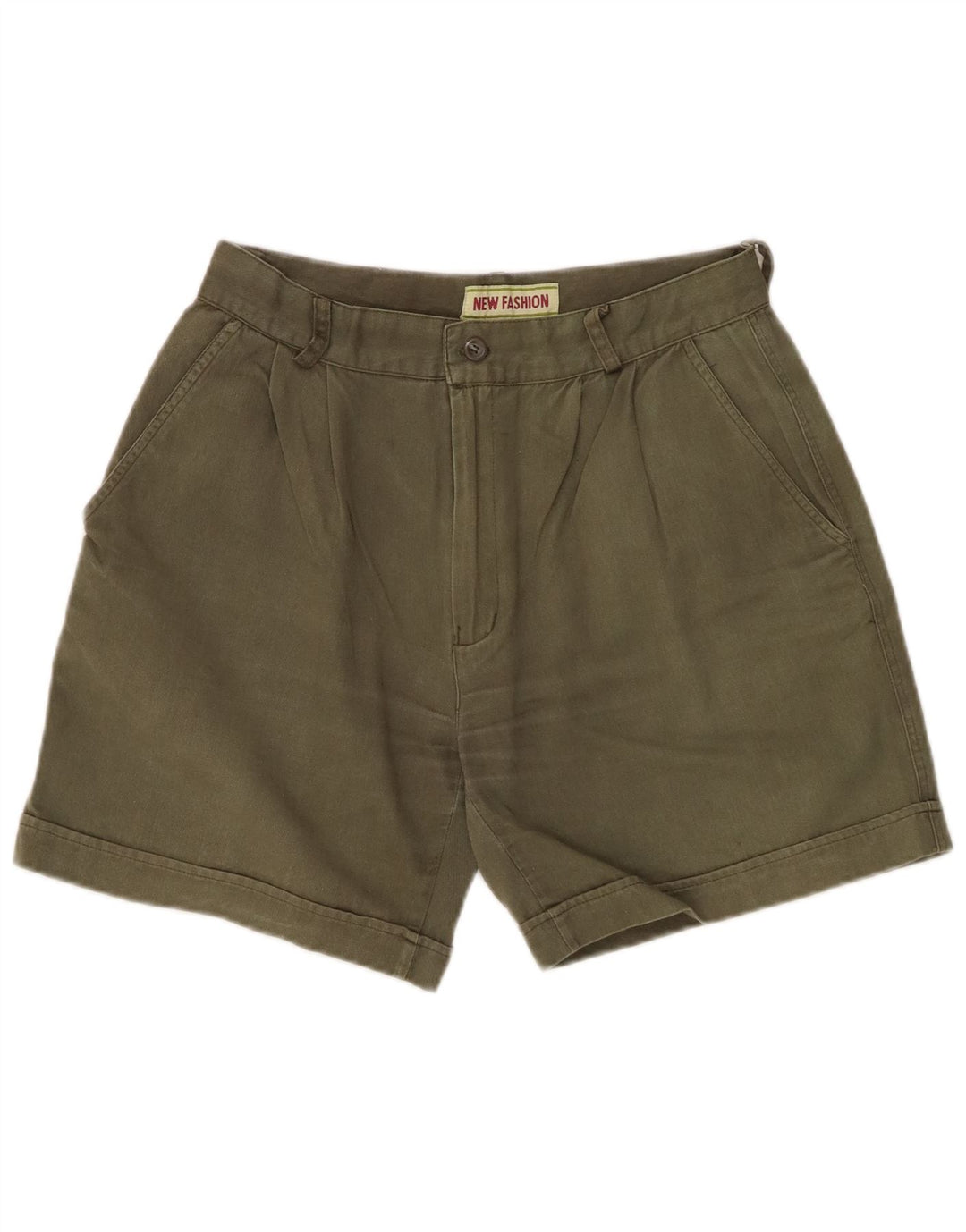VINTAGE Γυναικείο σορτς Chino με καρφίτσα W28 από μεσαίο χακί βαμβακερό
