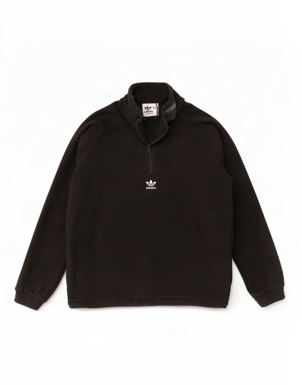 Ανδρικό γραφικό φερμουάρ Adidas με λαιμόκοψη Fleece Jumper XL Μαύρος πολυεστέρας