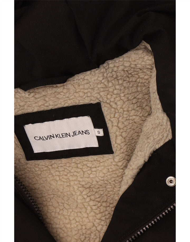 Calvin Klein Jeans Γυναικείο υπερμεγέθη σακάκι Sherpa Parka UK 10 Small Black