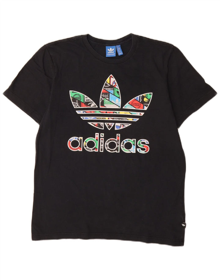 Ανδρικό γραφικό T-Shirt Adidas Top Μεσαίο μαύρο βαμβακερό