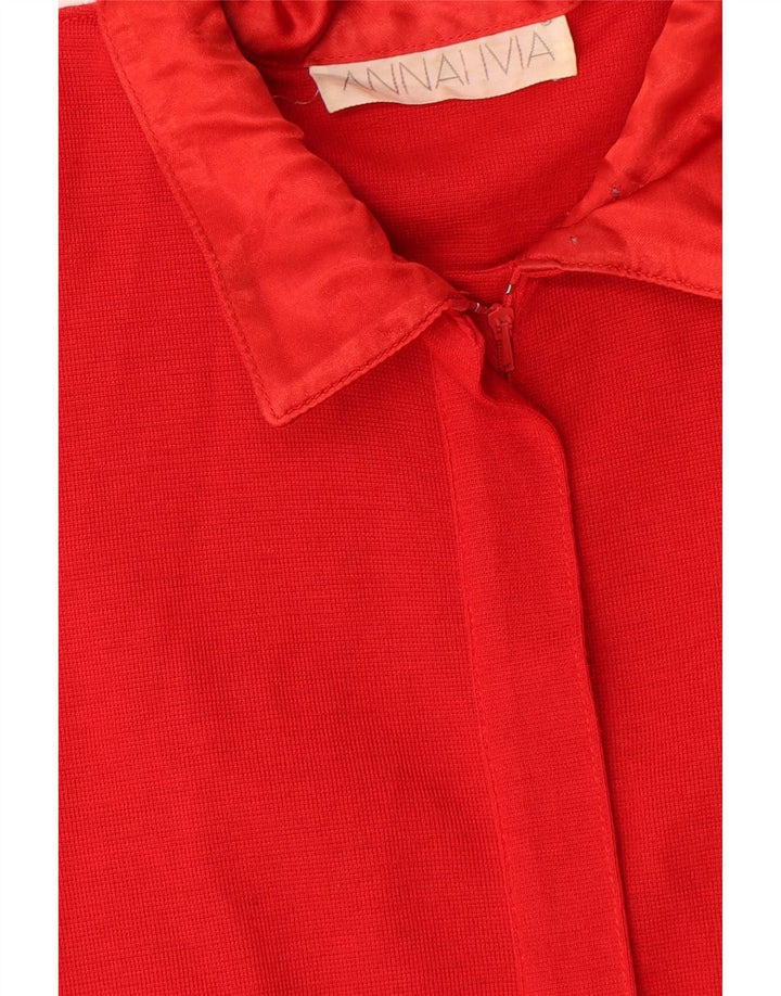 Vintage γυναικείο μακρυμάνικο φόρεμα UK 14 Medium Red