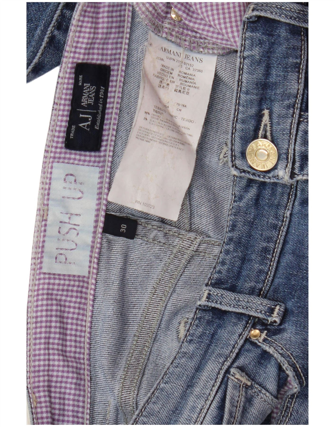 ARMANI Γυναικείο Skinny Jeans W30 L30 Μπλε Βαμβακερό