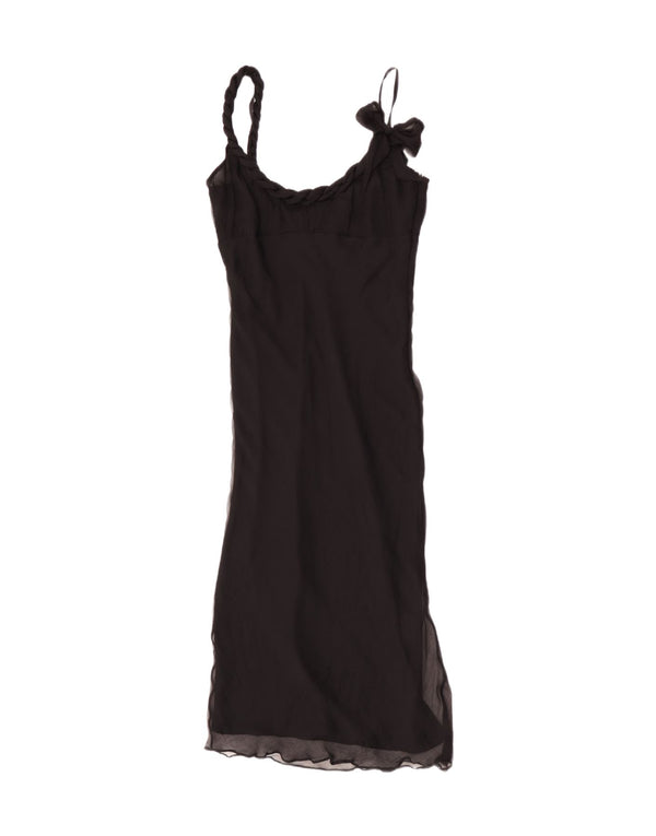 Γυναικείο αμάνικο μάξι φόρεμα Karen Millen UK 12 Medium Black Silk