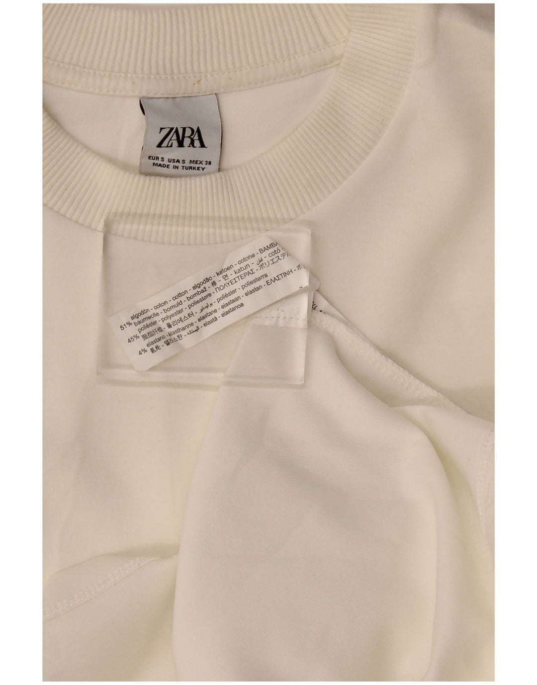 Ανδρικό φούτερ Zara με χαλαρή εφαρμογή, άλμα, μικρό λευκό βαμβακερό