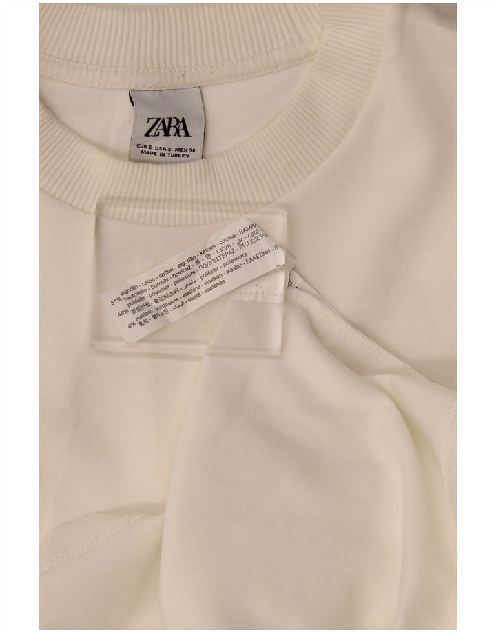 Ανδρικό φούτερ Zara με χαλαρή εφαρμογή, άλμα, μικρό λευκό βαμβακερό