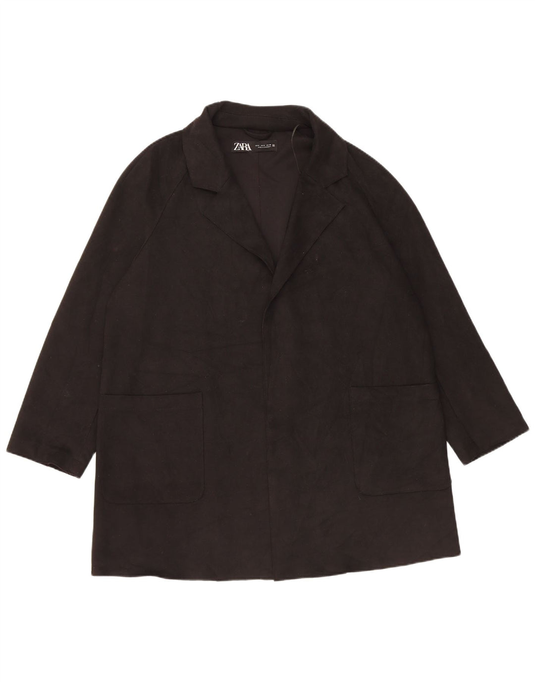 Zara Γυναικείο Open Oversized Πανωφόρι UK 10 Small Black Polyester Classic
