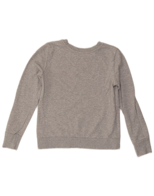 CALVIN KLEIN JEANS Γυναικείο Crop γραφικό φούτερ Jumper UK 10 Small Grey