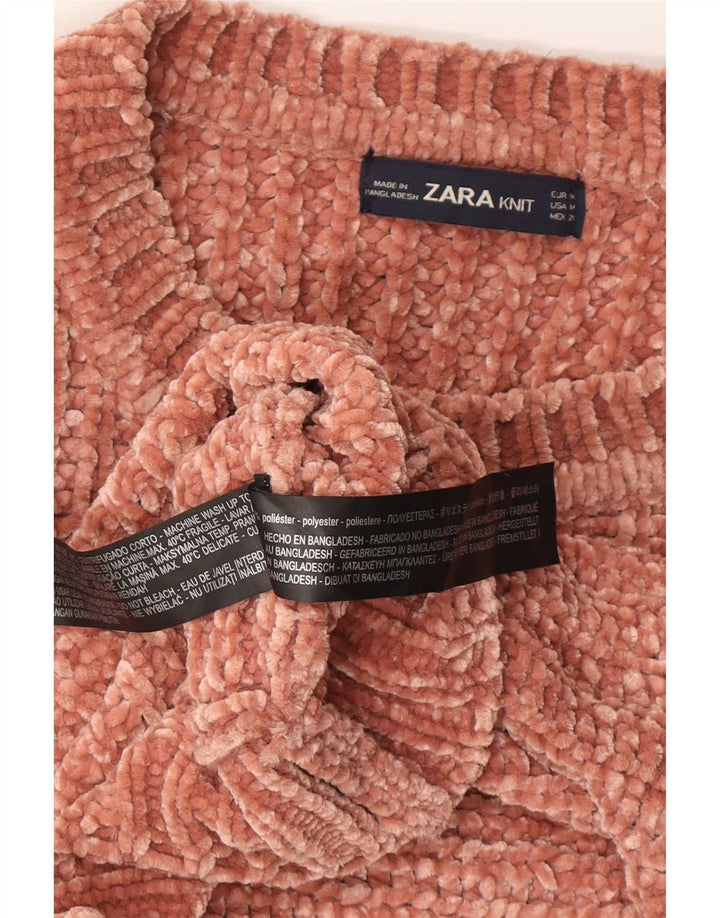 Zara Γυναικείο πουλόβερ με λαιμόκαυμα UK 14 Μεσαίου καφέ πολυεστέρα