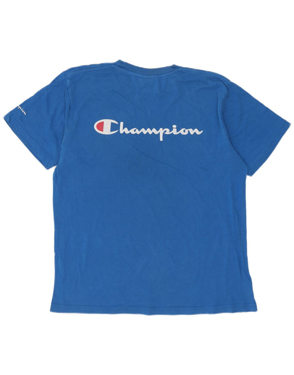 CHAMPION Ανδρικό γραφικό T-Shirt Top μεγάλο μπλε βαμβακερό