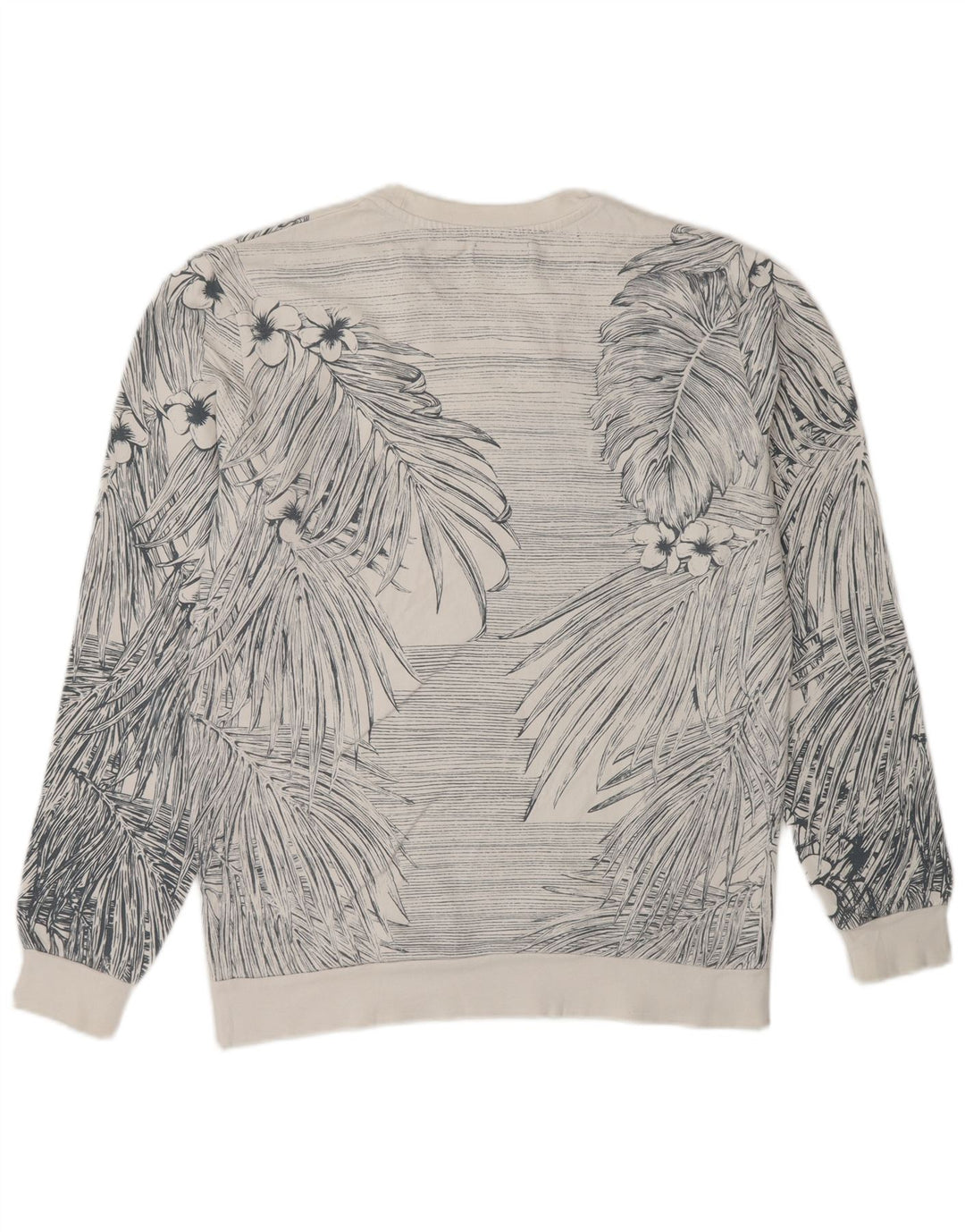Ανδρικό φούτερ Zara Jumper Μεσαίο λευκό φλοράλ βαμβακερό