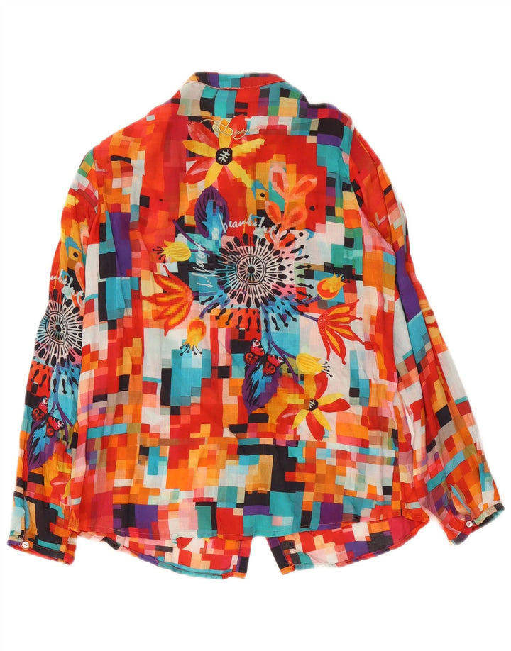 Desigual Γυναικείο γραφικό πουκάμισο μπλούζα UK 12 Medium πολύχρωμο γεωμετρικό