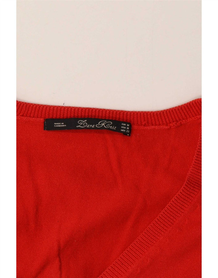 Zara Γυναικείο πουλόβερ με V λαιμόκοψη UK 12 Medium Orange