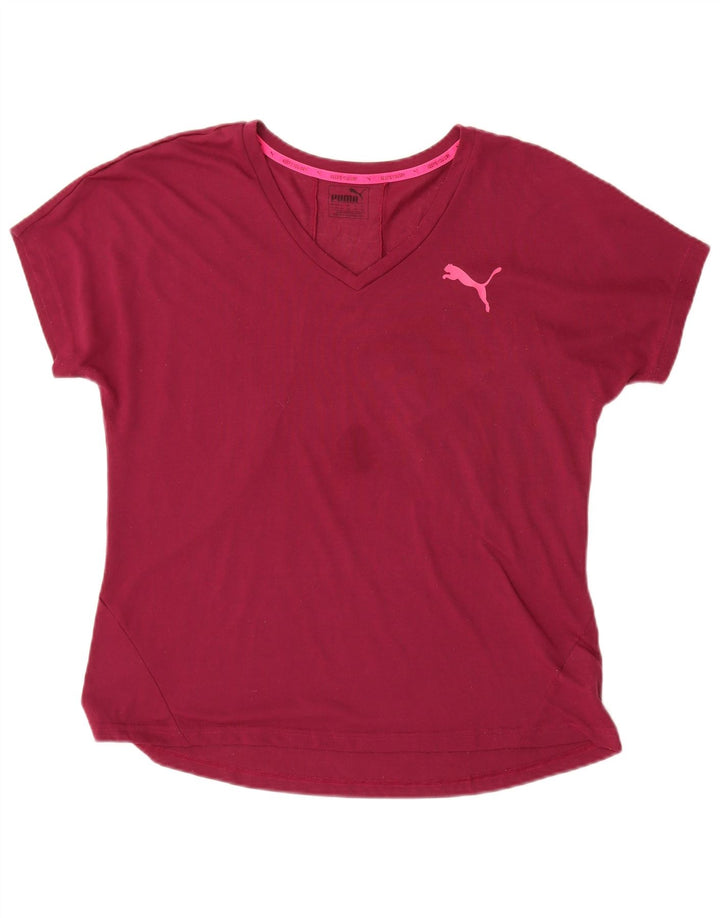 Puma Γυναικείο T-Shirt Top UK 16 Large μπορντό πολυεστέρας
