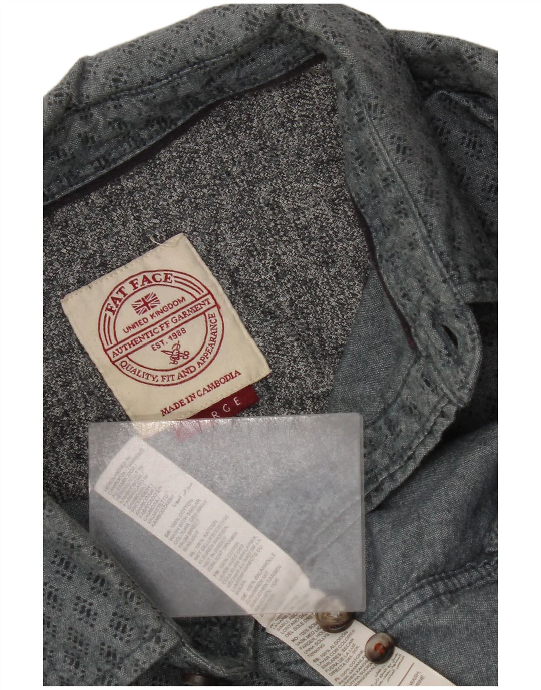 Ανδρικό πουκάμισο Fat Face Μεγάλο Γκρι γεωμετρικό βαμβακερό