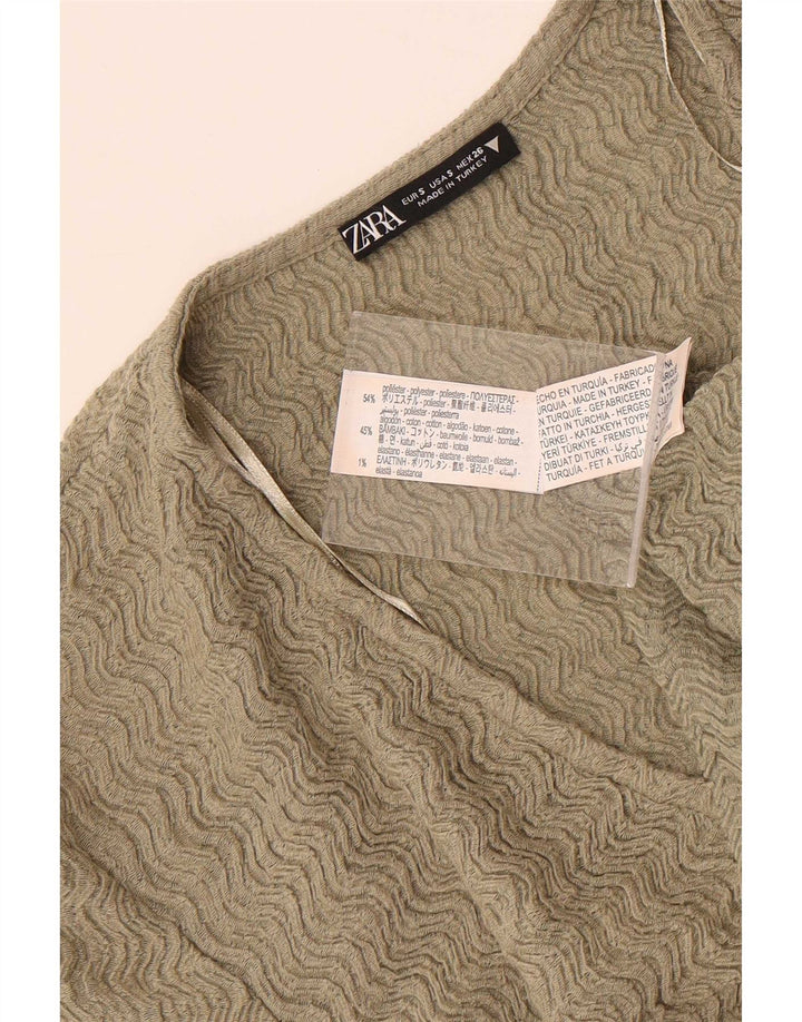 Zara Γυναικείο κοντομάνικο τοπ UK 8 Small Khaki Polyester