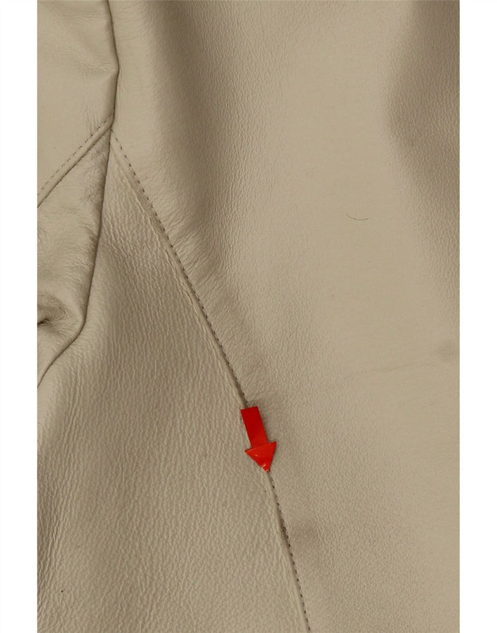 Vintage Γυναικείο Δερμάτινο Παλτό UK 12 Medium Beige Leather