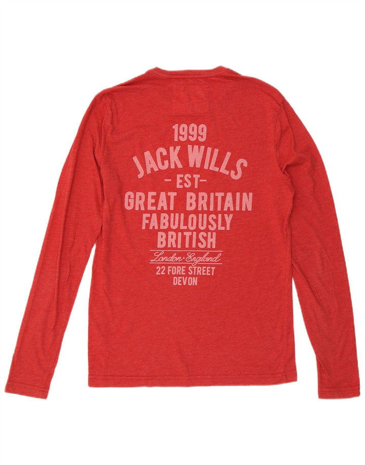 JACK WILLS Ανδρικό γραφικό τοπ μακρυμάνικο μικρό κόκκινο βαμβακερό