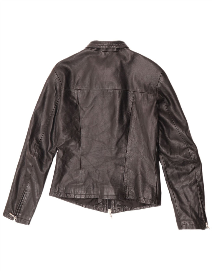 Vintage Γυναικείο Δερμάτινο Μπουφάν UK 12 Medium Black Leather