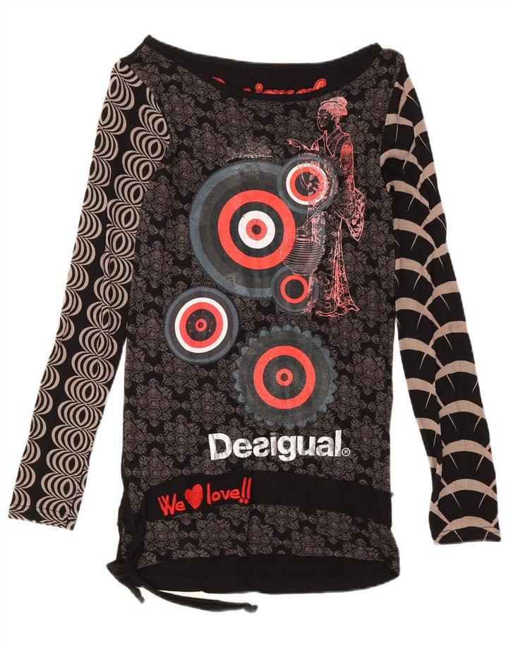 Desigual Γυναικείο τοπ μακρυμάνικο UK 12 μεσαία μαύρη βισκόζη